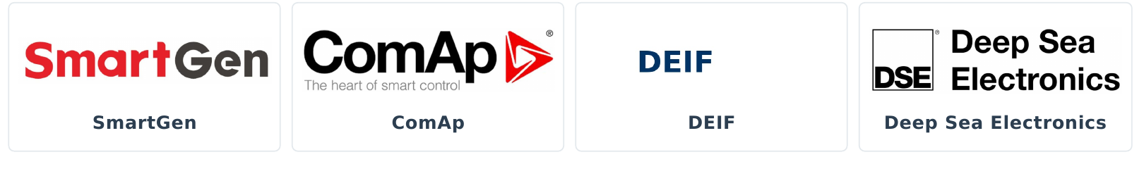 XMATRIX controller partners: SmartGen, ComAp, DEIF, Deep Sea Electronics